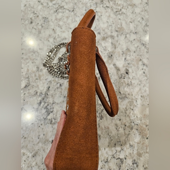Urban Outfitters Riley Suede Grommet Mini Tote Bag - Brown LIKE NEW Fall Festiva - Picture 3 of 7